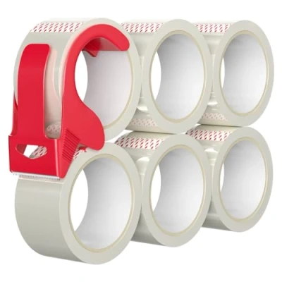 Afbeelding van WinGluge Tape voor verpakkingen, 6 stuks, robuuste verpakkingstape, 50 mm x 66 m, rol, zwaar transparant plakband algemeen gebruik, verzending en verhuizing