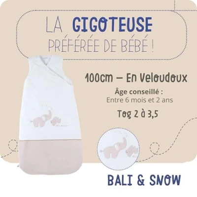 Afbeelding van Noukie&#039;s B&amp;M Slaapzak 100 cm Velvet Bali &amp; Moka