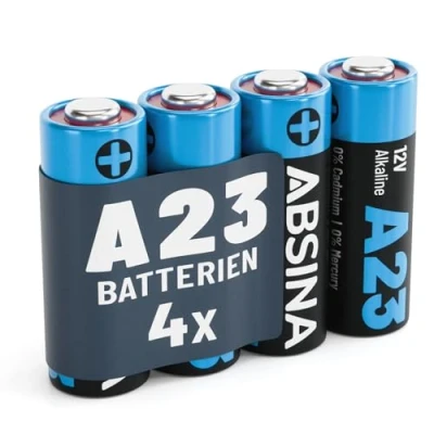Afbeelding van ABSINA 4 x batterij A23 voor garagedeuropeners en nog veel meer, 23 A, 12 V batterij, alkaline, lekvrij met lange houdbaarheid, A23S 12V 23A L1028, 23A, V23GA
