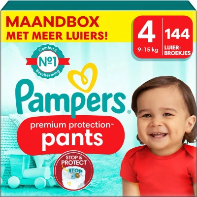 Afbeelding van Pampers Premium Protection Pants Maat 4 Maandbox 144 stuks 9/15 KG