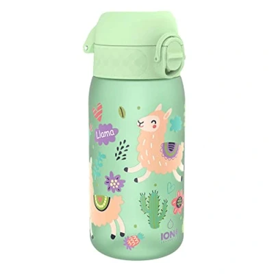 Afbeelding van ION8 Kinder Waterfles, 350 ml/12 oz, Lekvrij, Makkelijk te Openen, Veilige Vergrendeling, Vaatwasmachinebestendig, BPA Vrij, Draaghandvat, Schoon Maken, Geurvrij, Lama&#039;s Ontwerp Drinkfles