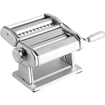 Afbeelding van Marcato Pastamachine Atlas Ice handmatige ontbladmachine. Verchroomd staal en geanodiseerd aluminium. Elegant design. 20 x 15 cm. Gemakkelijk te gebruiken