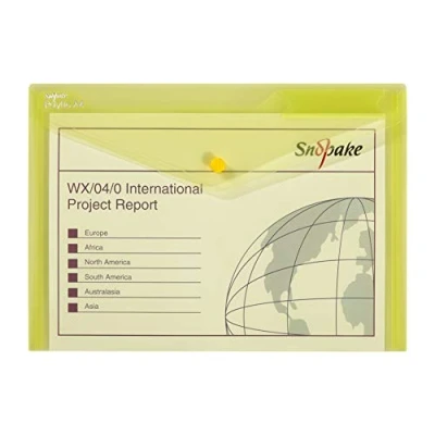 Afbeelding van Snopake 12840X Polyfile A4 Popper Wallet File met Press Stud en Index Tab Klassiek Geel (Pack van 5)