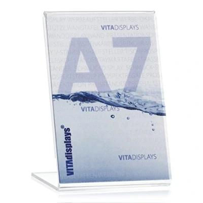 Afbeelding van VITAdisplays® A7 reclamestandaard, prijshouder, fotostandaard, 7,4 x 10,5 cm, transparant van origineel plexiglas®