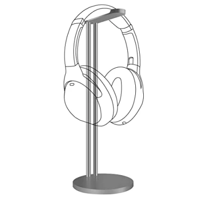 Afbeelding van Geekria Aluminiumlegering hoofdtelefoonhouder voor over ear hoofdtelefoon, gamingheadsethouder, bureaudisplayhanger met stevige zware basis, compatibel Sony WH 1000XM5 (grijs)