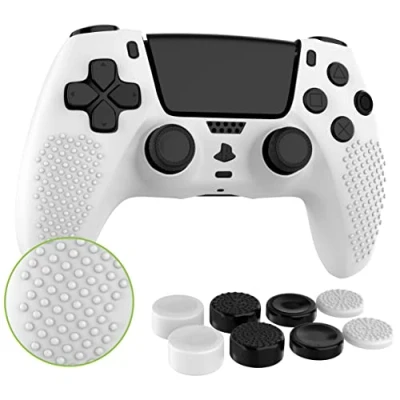 Afbeelding van MyGadget Siliconen hoes compatibel met PS5 controller 8 thumbsticks (2 x paar hoog/2 diepte) Playstation 5 Dualsense Wireless Skin in wit