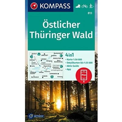 Afbeelding van KOMPASS Wanderkarte 813 Östlicher Thüringer Wald 1:50.000: 4in1 Wanderkarte, mit Aktiv Guide und Detailkarten inklusive Karte zur offline Verwendung in der App. Fahrradfahren. Langlaufen.