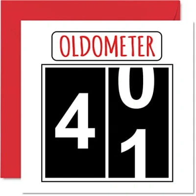 Afbeelding van Leuke 41e verjaardagskaarten voor mannen en vrouwen Oldometer Happy Birthday kaart papa mama broer zus oppas oma oom tante, 145 mm wenskaarten,