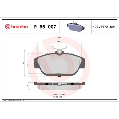 Afbeelding van Brembo Remblokset P 86 007