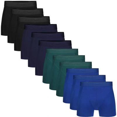 Afbeelding van Bamboo Basics Heren Bamboe Boxershorts Rico (12 pack) Zwart, Navy, Petrol &amp; Blauw Ton Sur Ondergoed Boxershort Lange pijp Maat XL