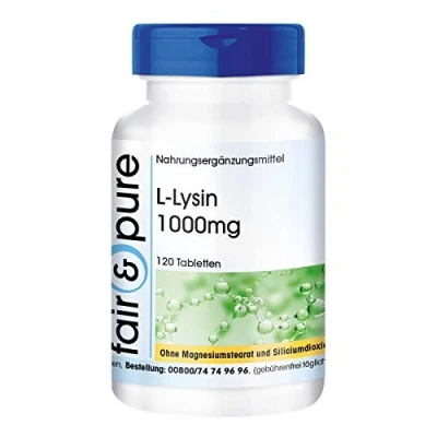 Afbeelding van Fair &amp; Pure® L Lysine tabletten 1000mg hoge dosering veganistisch 120