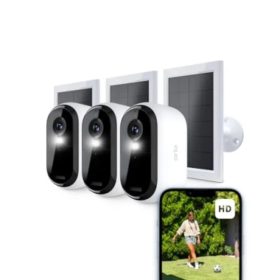 Afbeelding van Arlo Essential 2 HD Draadloze Wi Fi Beveiligingscamera voor Buiten incl. Zonnepanelen, 1080p Video, Kleurennachtzicht, Licht, Bewegingsmelder, Sirene, Weg Audio, Secure Proefperiode, Set van 3