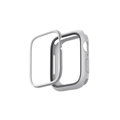 Afbeelding van UNIQ ModDuo Beschermhoes voor Apple Watch met verwisselbare pc lunette, 41/40 mm, krijt/steengrijs, Krijt/Steengrijs