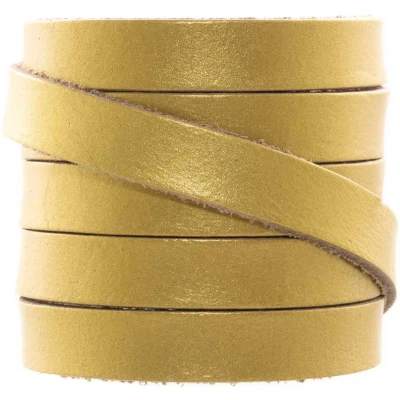 Afbeelding van DQ Plat Leer (10 x 2 mm) Metallic Gold (1 Meter)