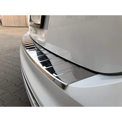 Afbeelding van Bumperbescherming roestvrij staal, chroom, compatibel met VW Tiguan II en ALLSPACE, vanaf 2016, schuine rand, premium kwaliteit van RECAMBO