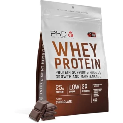 Afbeelding van PhD Nutrition Whey protein Powder 1kg Chocolate with 25g informed per serving, enriched well tolerated cultures