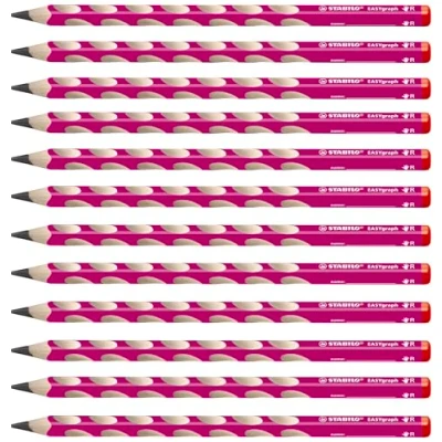 Afbeelding van Ergonomisch driekantig grafietpotlood voor rechtshandigen STABILO EASYgraph in roze 12 stuks hardheid 2B