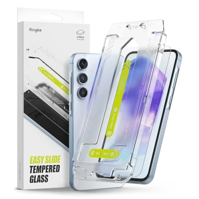 Afbeelding van Ringke Easy Slide Glass Compatibel met Samsung Galaxy A55 Screenprotector installatietool, HD kwaliteit Premium 9H hardheid Onbreekbaar gehard glasfilm