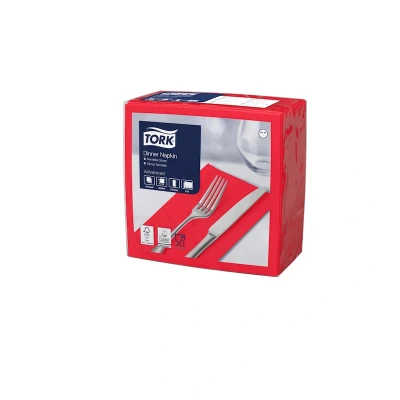 Afbeelding van Tork Dinnerservet 39x39cm 2 laags 1/8 vouw Rood 477609