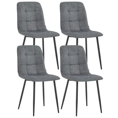 Afbeelding van Colenis® Ela Eetkamerstoel Set Van 4 Donkergrijs Linnen Stof Industrieel