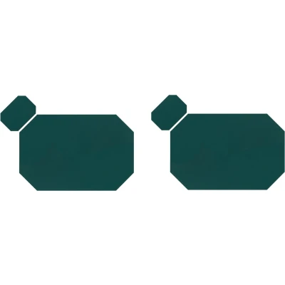 Afbeelding van Krumble Placemat achthoekig + onderzetter PU Leder Groen Set van 2