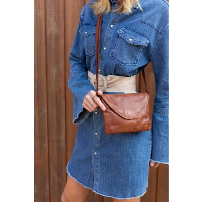 Afbeelding van Bear Design Crossbodytas Cow Lavato Leer cognac