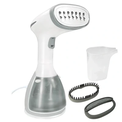 Afbeelding van Jocca Strijkijzer, verticaal stoomstrijkijzer, 1500 W, 280 ml, anti druppelsysteem, reisstrijkijzer, verticale stoomborstel, mini grijs