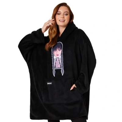 Afbeelding van Wednesday Deken hoodie voor dames en tieners gezellige oversized fleece One Size cadeaus vrouwen, Zwart,