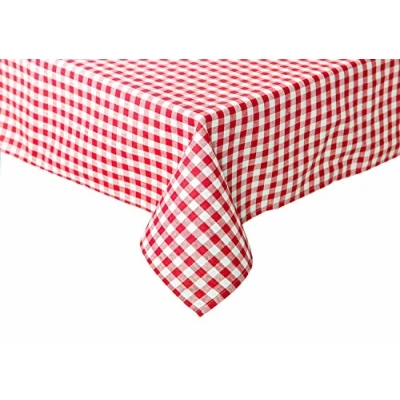 Afbeelding van TextilDepot24 Landhaus geruite tafelkleden, 5 mm, servetten, 100% katoen, 100 x cm, rood en wit geruit