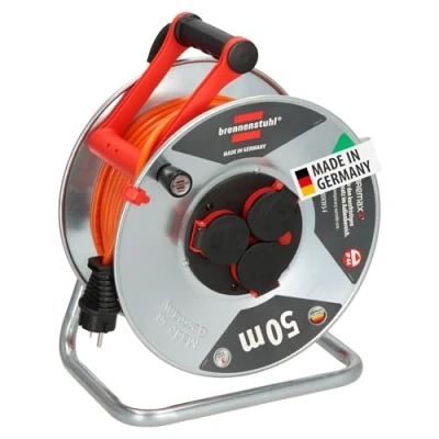 Afbeelding van Brennenstuhl Garant S V2 IP44 Kabelhaspel 50m buiten (Gemaakt in Duitsland, kabel zwart, plaatstaal, korte termijn buitengebruik)