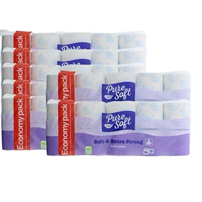 Afbeelding van Premium toiletpapier 3 lagen wit wc papier Pure Soft 70 rollen