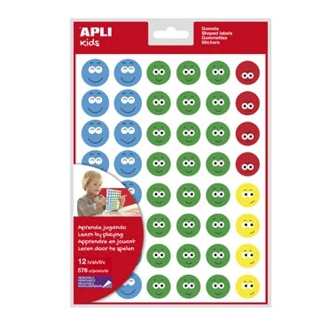 Afbeelding van Apli Kids beloningsstickers Happy Smile, groot, blister met 12 vellen hobbystickers