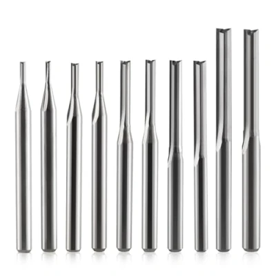 Afbeelding van Timelee 1/8 Inch Schacht 2 Fluiten Rechte Slot Router Bits Set Cuting Edge Diameter (1mm 1.5mm 2.0mm 2.5mm 3.175mm Elke stks) Frees voor MDF PVC Acryl Spaanplaat Hout