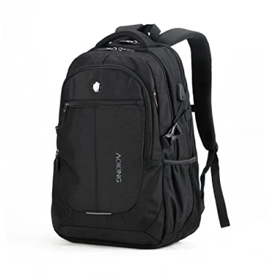 Afbeelding van Aoking City en zakelijke rugzak, 25 L voor laptops tot 15,6 inch met USB aansluiting,48x33x16cm, 100% polyester, waterdicht, gewicht 870 g,Zwart