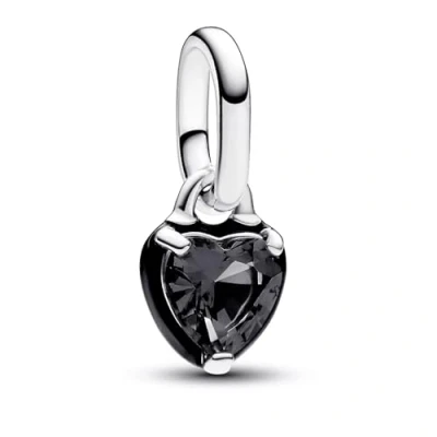 Afbeelding van Pandora ME 793042C01 Black Chakra Heart Mini Dangle Charm Bedel Bedels horloge ZilverkleurZwart
