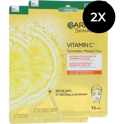 Afbeelding van Garnier Skin Active Vitamin C Super Hydrating Masker 28 g (set van 2)