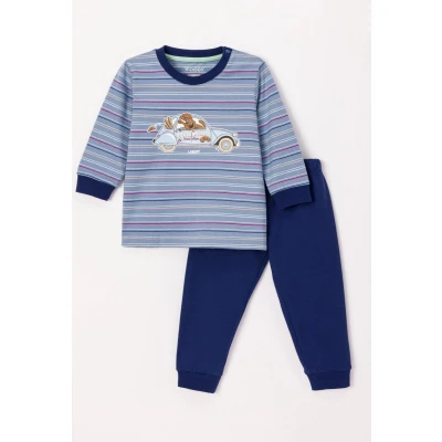 Afbeelding van Woody pyjama baby jongens multicolor gestreept labradoodle 242 10 PLC S/961 maat 56