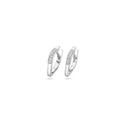 Afbeelding van Zilver Gerhodineerd Klapoorringen Zirkonia 12 Mm 1340450
