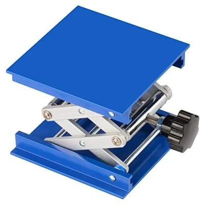 Afbeelding van stonylab 4 x inch Lab Jack, 100 mm Geanodiseerd Aluminium Bovendek Laboratorium Ondersteuning Jack platform Lift Stand Tafel Schaar met 5 KG Steungewicht 45 tot 140 Verticaal Hefbereik