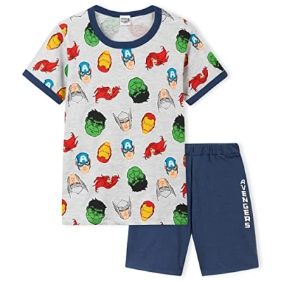 Afbeelding van Marvel jongens Pyjama voor kinderen tieners T shirt korte katoen Avengers Black Panther Captain America Spiderman Zomer PJ&#039;s Geschenken, Grijs/Blauwe