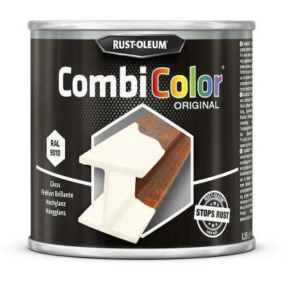 Afbeelding van rust oleum combicolor hoogglans ral 9010 wit 250 ml