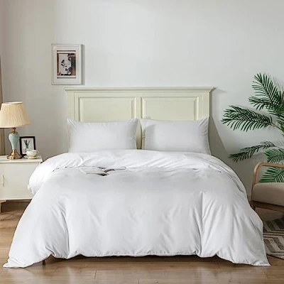Afbeelding van Good Nite Dekbedovertrek, beddengoed, dekbedovertreksets met kussenslopen, zachte microvezel beddengoedset (wit, tweepersoonsbed, 200 x cm)