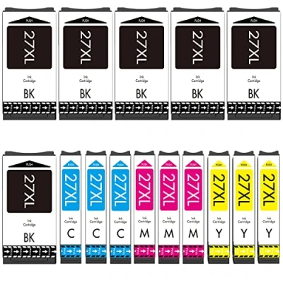 Afbeelding van Cartridgeify 27XL inktcartridges, compatibel met Epson 27 XL cartridges, multipack (15 stuks), voor Workforce WF 3620, 3640, 7110, 7210, 7610, 7620, 7710, 7715, 7720