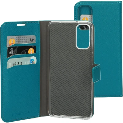 Afbeelding van Mobiparts hoesje geschikt voor Samsung Galaxy S20 Saffiano Wallet/Portemonnee Magneet Sluiting 3 Opbergvakken Turquoise