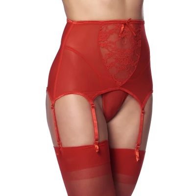 Afbeelding van Jarretelgordel met G String en Kousen Rood