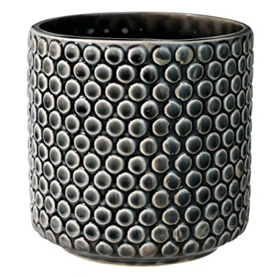 Afbeelding van Bloomingville Bloempot Dot Retro sierpot Vintage plantenpot voor kamerplanten M (15,5 cm ø) opening: 13 ø, zwart, keramiek