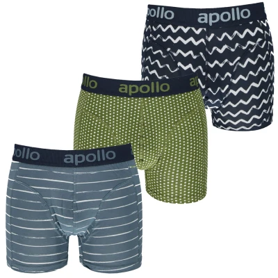 Afbeelding van 3 x Apollo Boxershort Blue / Green Print maat M