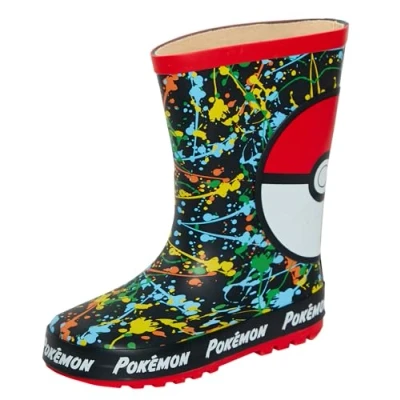 Afbeelding van Pokemon Wellies Rubber Wellington Laarzen Voor Kinderen Jongens Meisjes Pikachu Regen Sneeuw Wellys, Pokeball, 33 EU