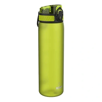 Afbeelding van Ion8 Waterfles, 500 ml, lekvrij, met één hand te openen, veilige vergrendeling, vaatwasmachinebestendig, BPA vrij, handvat, scharnierend deksel, eenvoudig reinigen, klimaatneutraal, groen