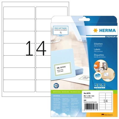Afbeelding van Etiket HERMA 5076 99.1x38.1mm premium wit 350stuks